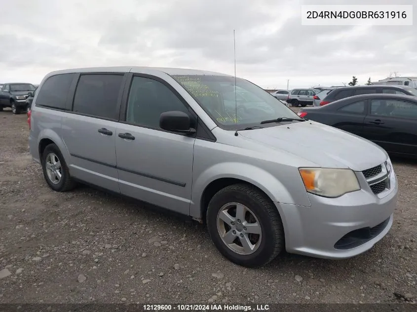 2011 Dodge Grand Caravan Se/Sxt VIN: 2D4RN4DG0BR631916 Lot: 12129600