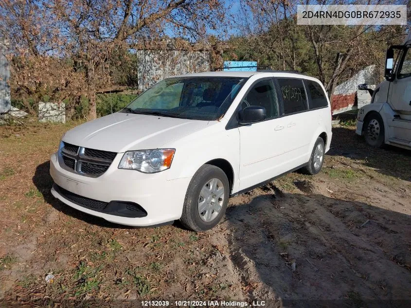 2011 Dodge Grand Caravan Se/Sxt VIN: 2D4RN4DG0BR672935 Lot: 12132039