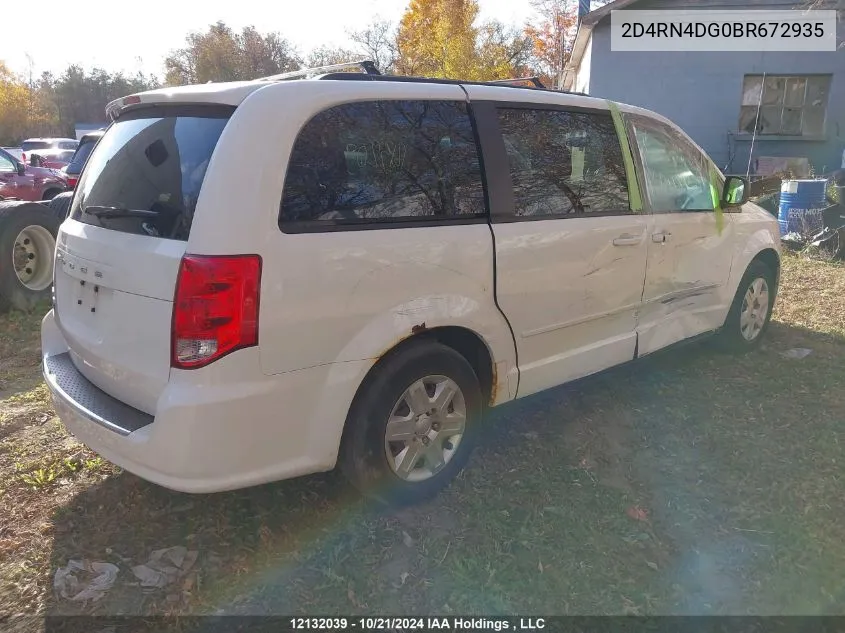 2011 Dodge Grand Caravan Se/Sxt VIN: 2D4RN4DG0BR672935 Lot: 12132039