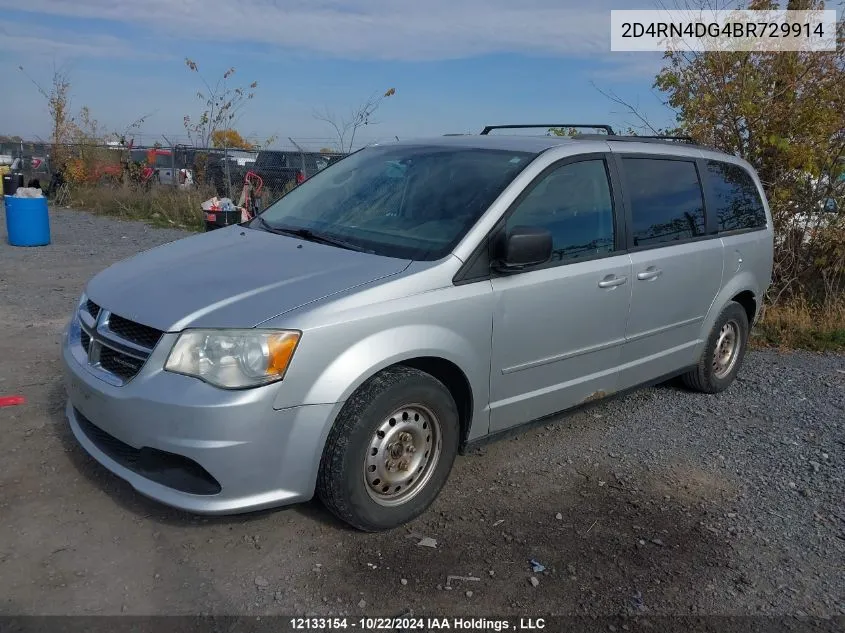 2011 Dodge Grand Caravan Se/Sxt VIN: 2D4RN4DG4BR729914 Lot: 12133154