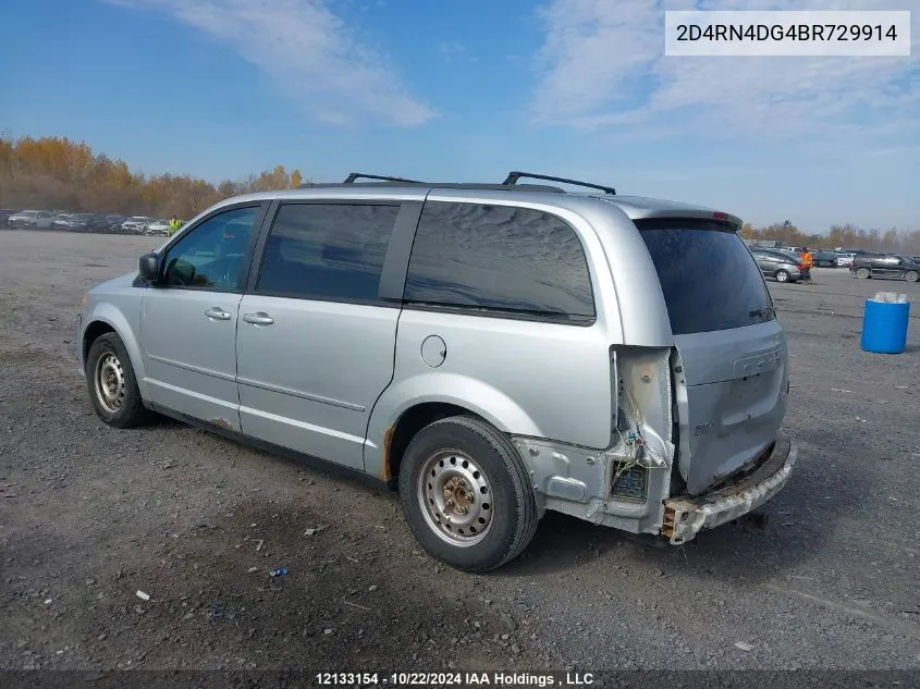 2011 Dodge Grand Caravan Se/Sxt VIN: 2D4RN4DG4BR729914 Lot: 12133154