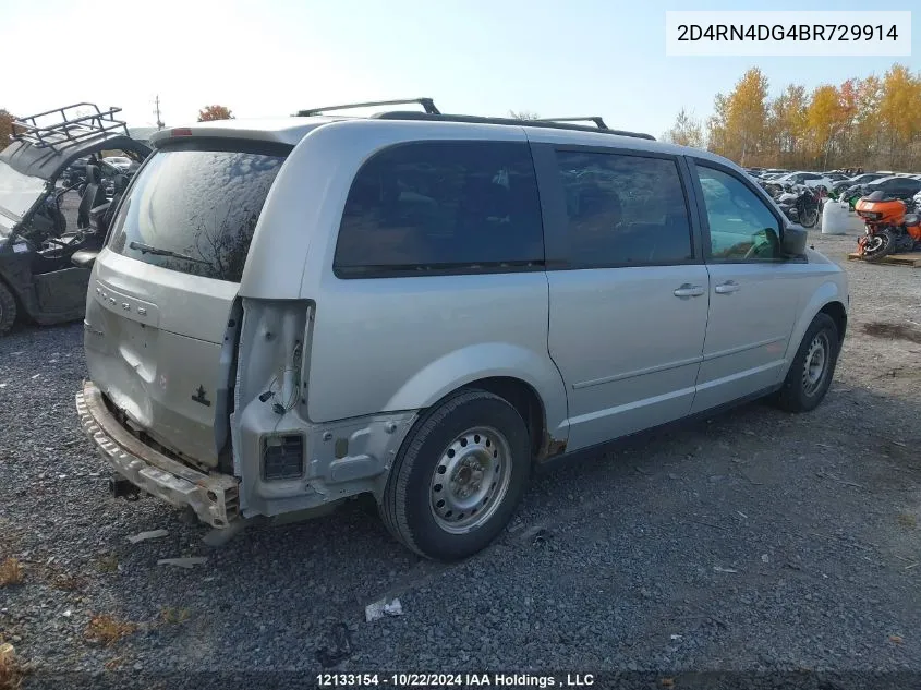 2011 Dodge Grand Caravan Se/Sxt VIN: 2D4RN4DG4BR729914 Lot: 12133154