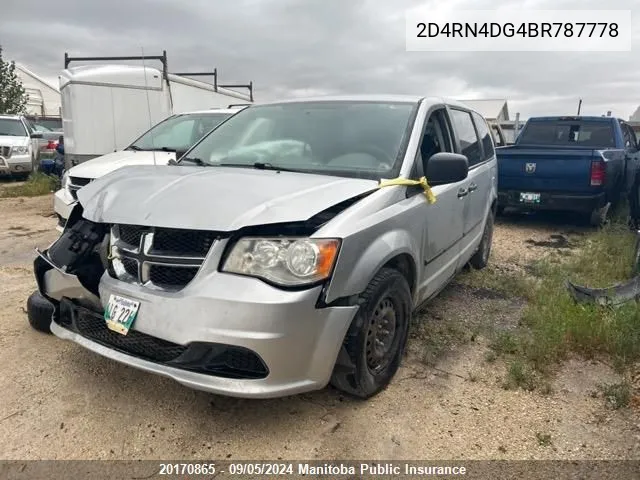 2011 Dodge Grand Caravan Se VIN: 2D4RN4DG4BR787778 Lot: 20170865