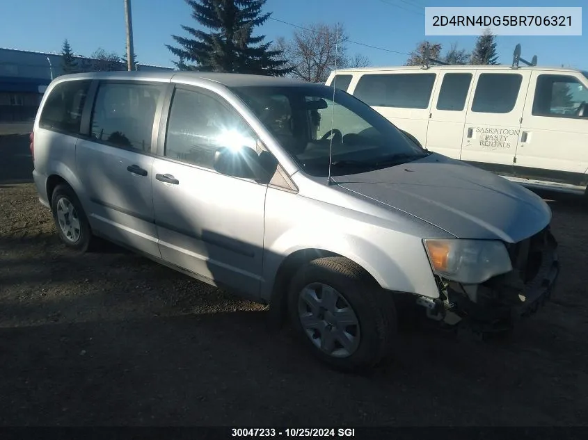 2011 Dodge Grand Caravan Express VIN: 2D4RN4DG5BR706321 Lot: 30047233