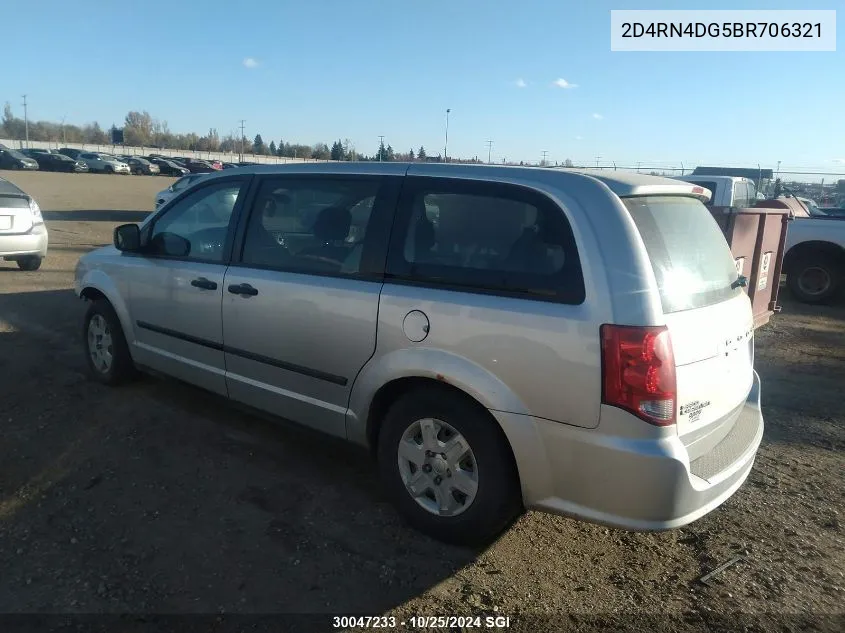 2011 Dodge Grand Caravan Express VIN: 2D4RN4DG5BR706321 Lot: 30047233