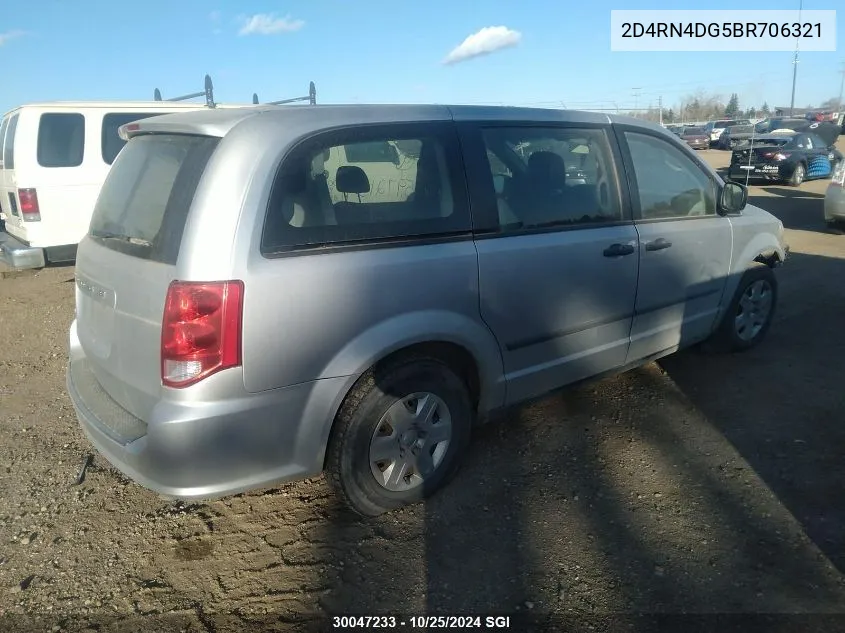 2011 Dodge Grand Caravan Express VIN: 2D4RN4DG5BR706321 Lot: 30047233