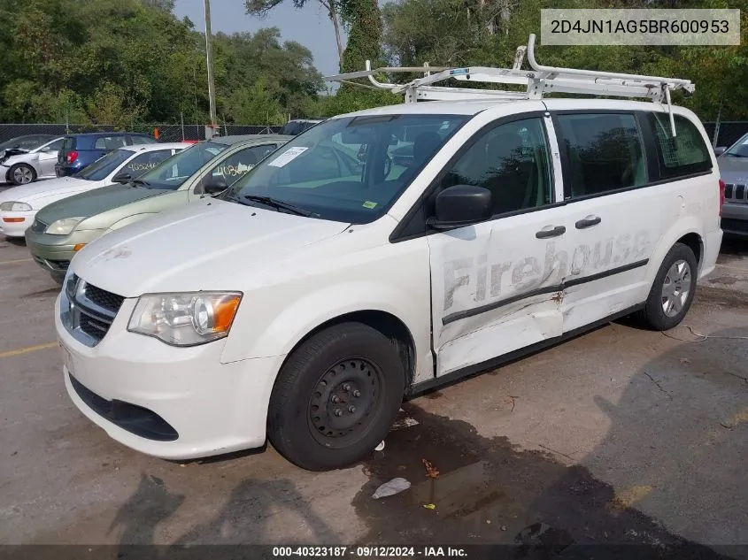 2011 Dodge Grand Caravan C/V VIN: 2D4JN1AG5BR600953 Lot: 40323187