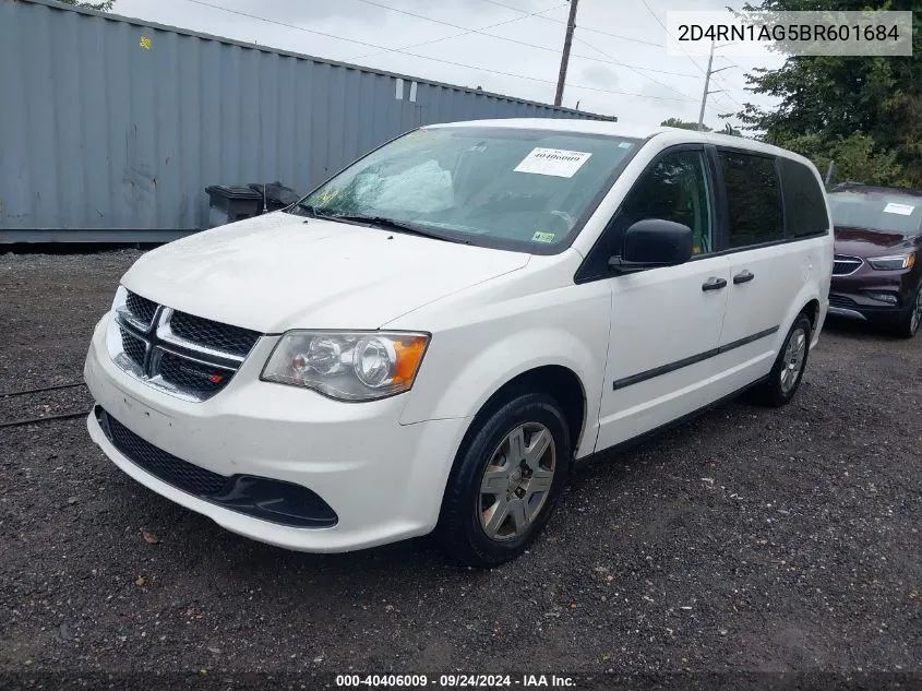 2011 Dodge Grand Caravan C/V VIN: 2D4RN1AG5BR601684 Lot: 40406009