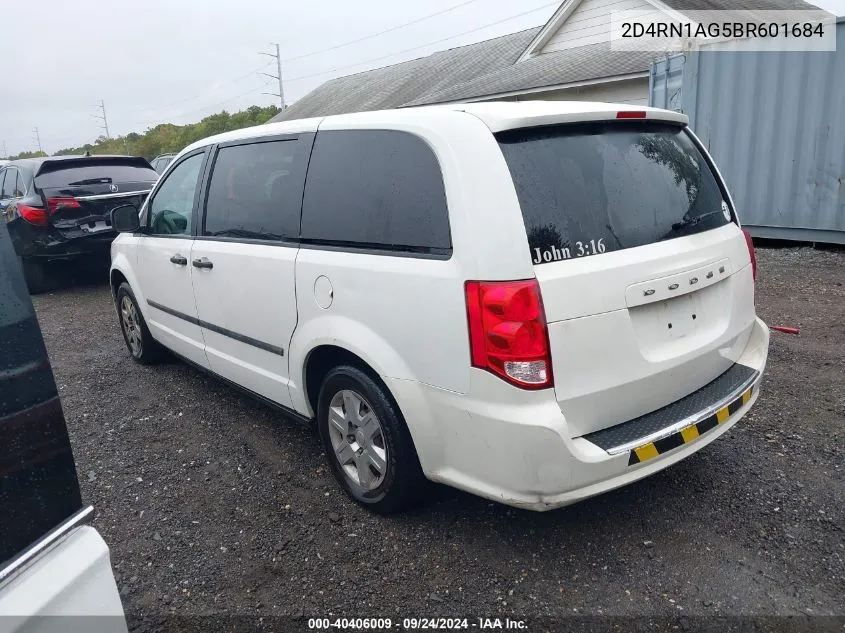 2011 Dodge Grand Caravan C/V VIN: 2D4RN1AG5BR601684 Lot: 40406009