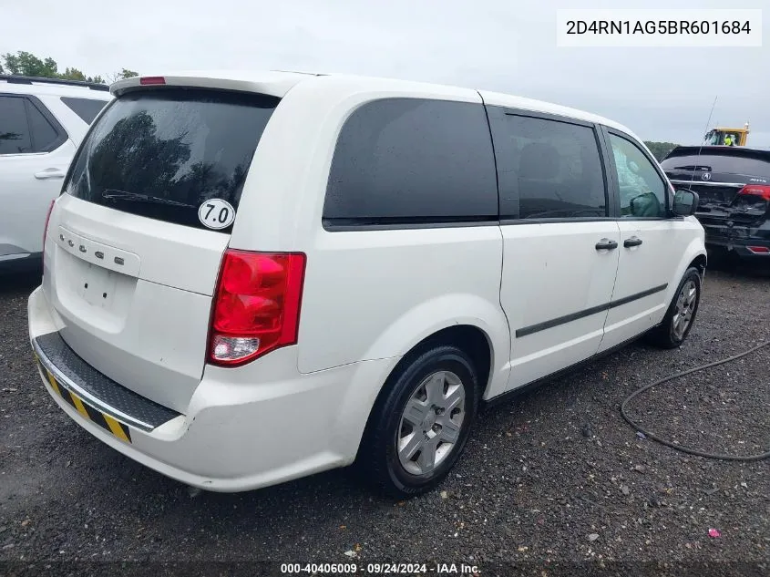 2011 Dodge Grand Caravan C/V VIN: 2D4RN1AG5BR601684 Lot: 40406009