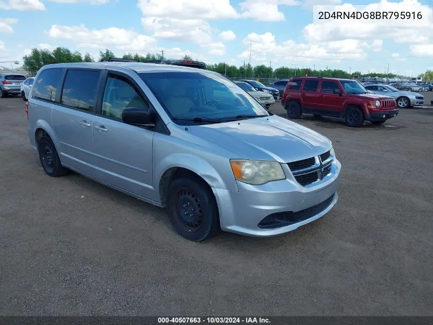 2011 Dodge Grand Caravan Express VIN: 2D4RN4DG8BR795916 Lot: 40507663