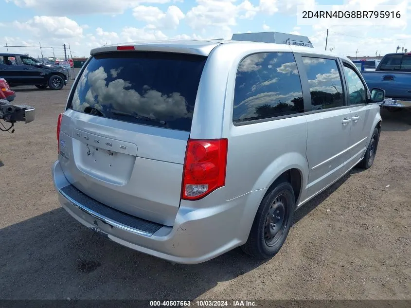 2011 Dodge Grand Caravan Express VIN: 2D4RN4DG8BR795916 Lot: 40507663