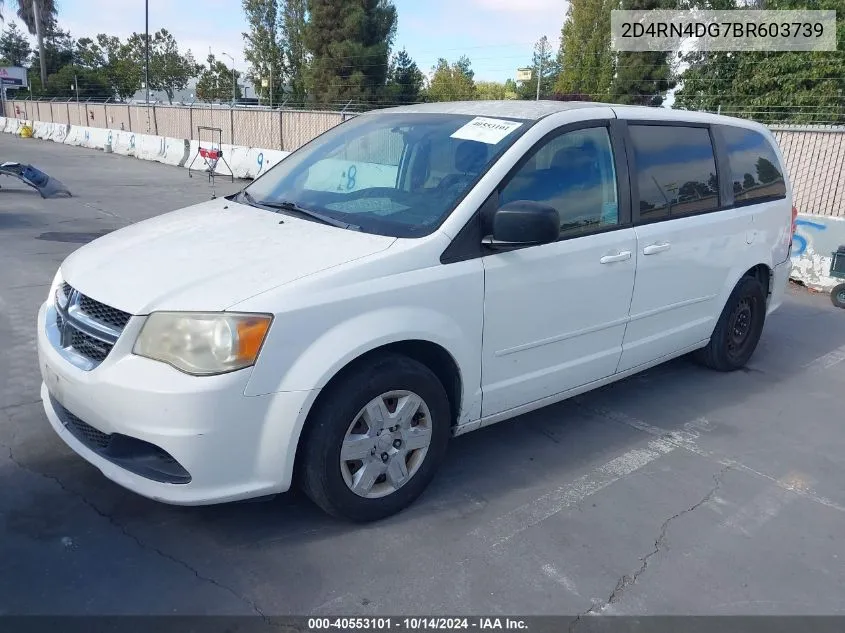 2011 Dodge Grand Caravan Express VIN: 2D4RN4DG7BR603739 Lot: 40553101