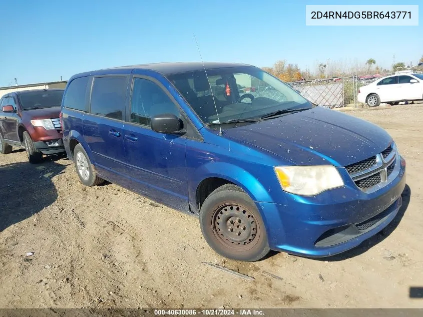 2011 Dodge Grand Caravan Express VIN: 2D4RN4DG5BR643771 Lot: 40630086