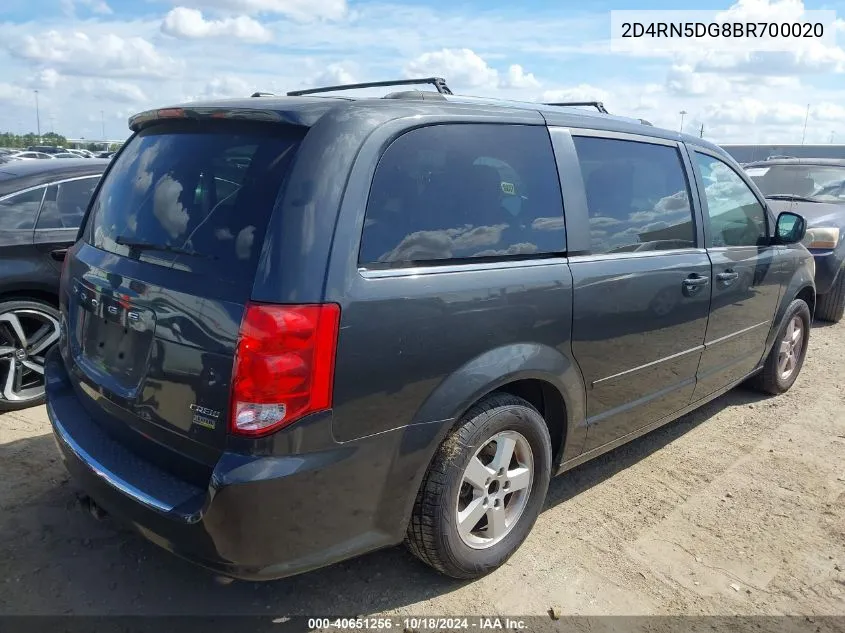 2011 Dodge Grand Caravan Crew VIN: 2D4RN5DG8BR700020 Lot: 40651256