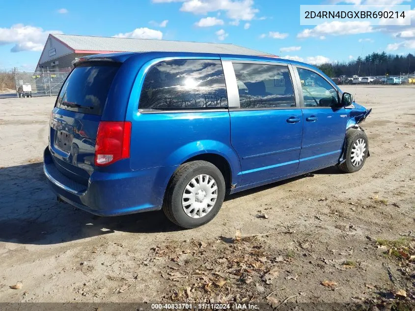 2011 Dodge Grand Caravan Express VIN: 2D4RN4DGXBR690214 Lot: 40833701