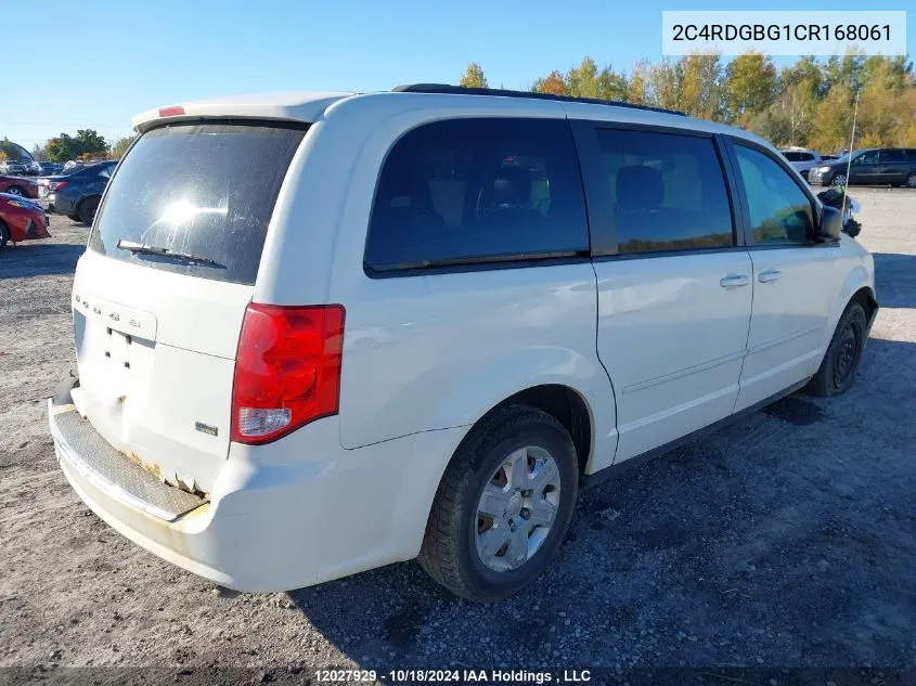 2012 Dodge Grand Caravan VIN: 2C4RDGBG1CR168061 Lot: 12027929