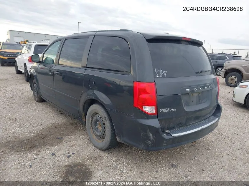 2012 Dodge Grand Caravan Se VIN: 2C4RDGBG4CR238698 Lot: 12062471