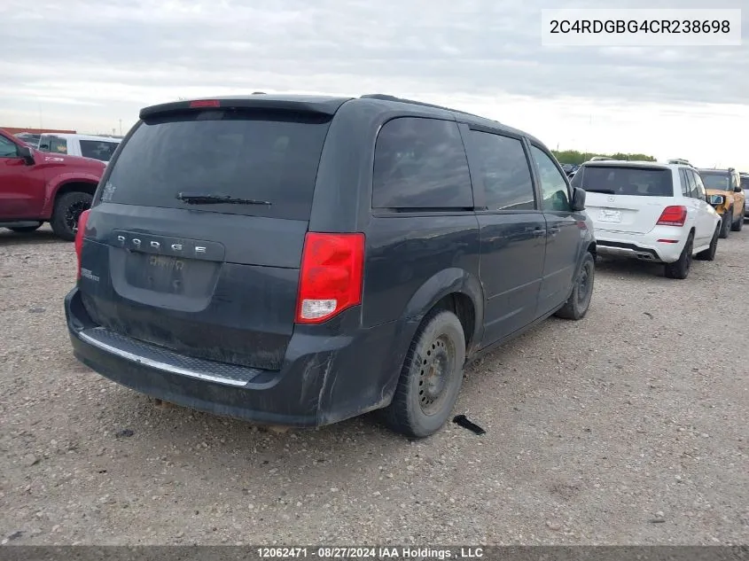 2012 Dodge Grand Caravan Se VIN: 2C4RDGBG4CR238698 Lot: 12062471