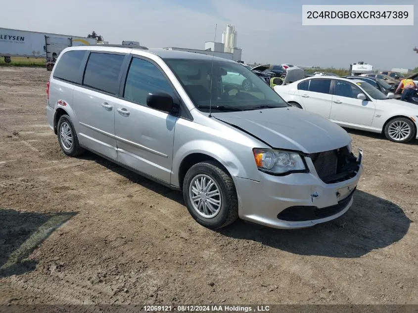 2C4RDGBGXCR347389 2012 Dodge Grand Caravan Se/Sxt