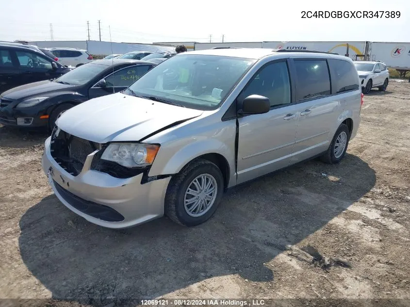 2012 Dodge Grand Caravan Se/Sxt VIN: 2C4RDGBGXCR347389 Lot: 12069121