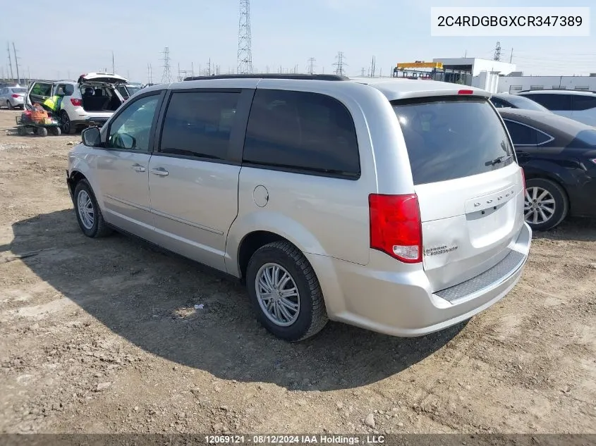 2012 Dodge Grand Caravan Se/Sxt VIN: 2C4RDGBGXCR347389 Lot: 12069121