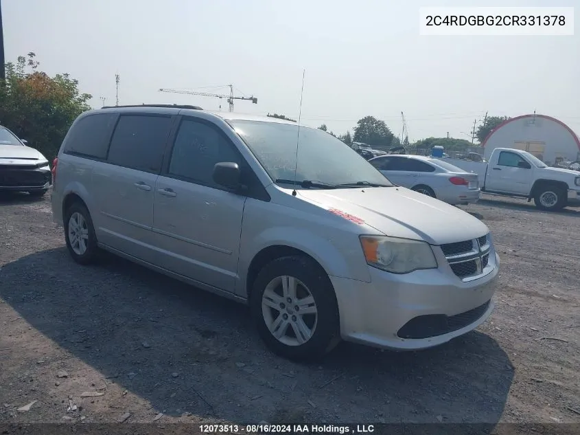 2012 Dodge Grand Caravan Se/Sxt VIN: 2C4RDGBG2CR331378 Lot: 12073513