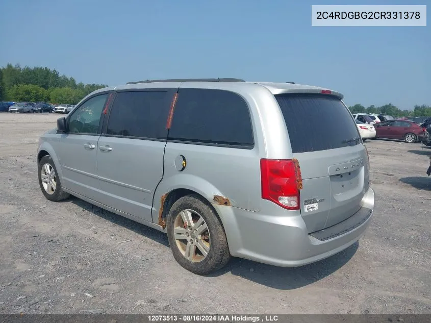 2012 Dodge Grand Caravan Se/Sxt VIN: 2C4RDGBG2CR331378 Lot: 12073513