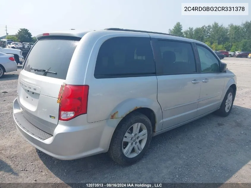 2012 Dodge Grand Caravan Se/Sxt VIN: 2C4RDGBG2CR331378 Lot: 12073513