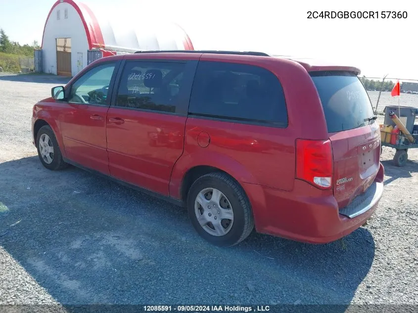 2012 Dodge Grand Caravan Se VIN: 2C4RDGBG0CR157360 Lot: 12085591