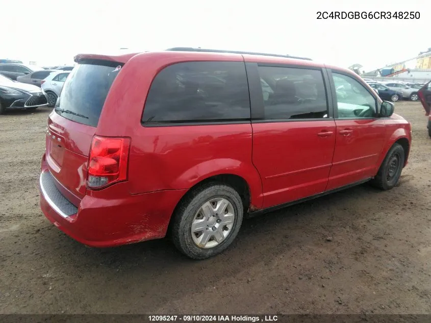 2012 Dodge Grand Caravan Se/Sxt VIN: 2C4RDGBG6CR348250 Lot: 12095247