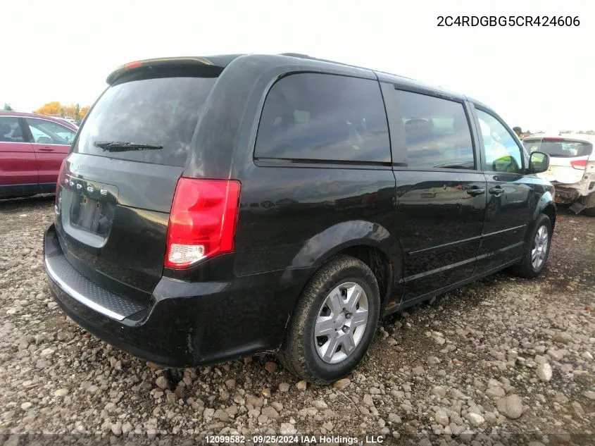 2012 Dodge Grand Caravan Se VIN: 2C4RDGBG5CR424606 Lot: 12099582