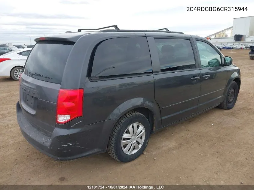 2C4RDGBG6CR315944 2012 Dodge Grand Caravan Se/Sxt