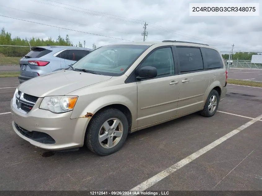 2012 Dodge Grand Caravan Se/Sxt VIN: 2C4RDGBG3CR348075 Lot: 12112541