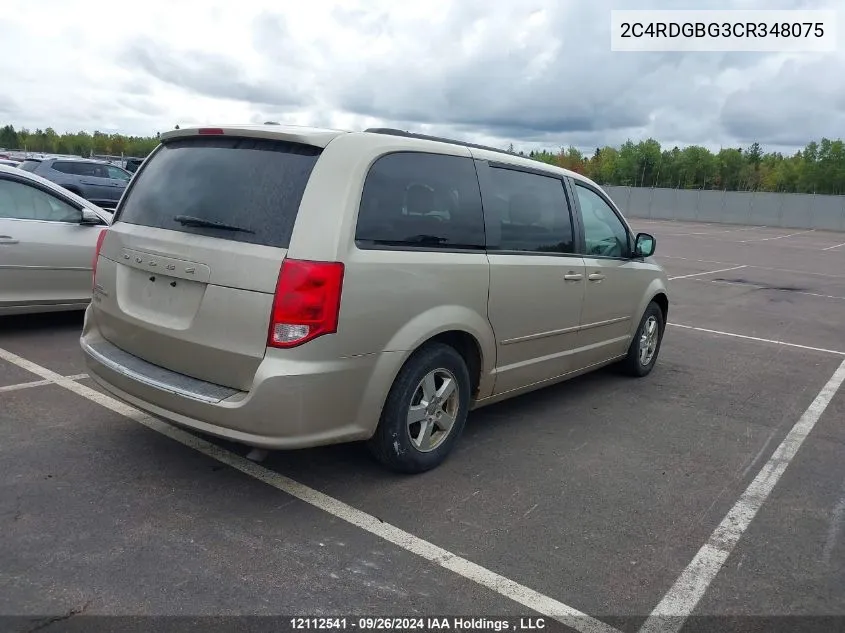 2012 Dodge Grand Caravan Se/Sxt VIN: 2C4RDGBG3CR348075 Lot: 12112541