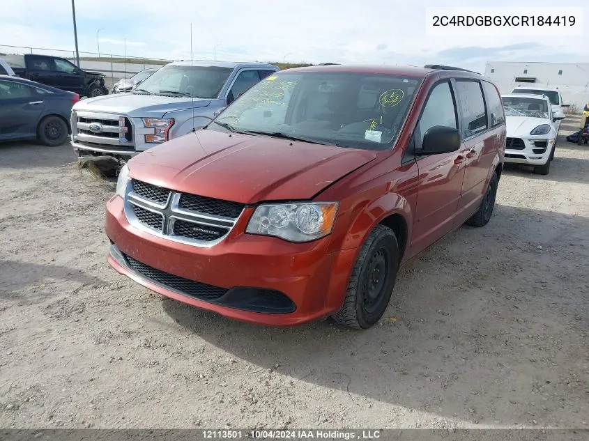 2C4RDGBGXCR184419 2012 Dodge Grand Caravan Se