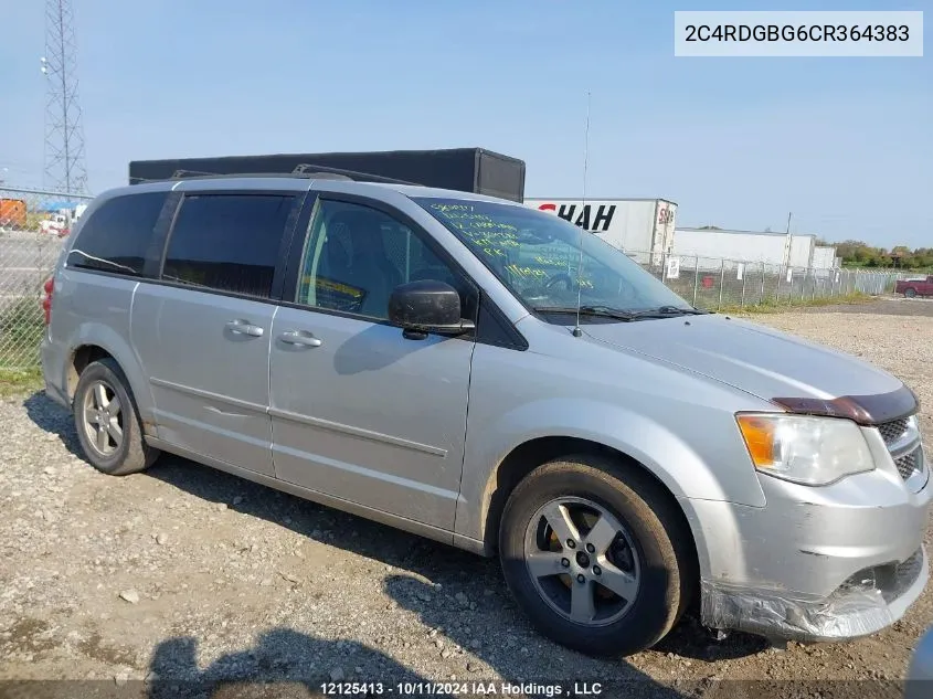 2012 Dodge Grand Caravan Se VIN: 2C4RDGBG6CR364383 Lot: 12125413