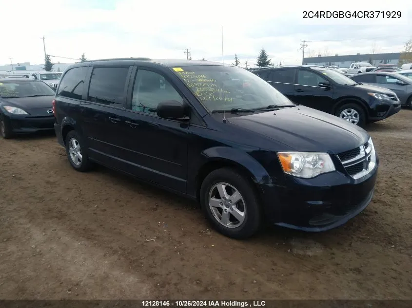 2012 Dodge Grand Caravan Se/Sxt VIN: 2C4RDGBG4CR371929 Lot: 12128146