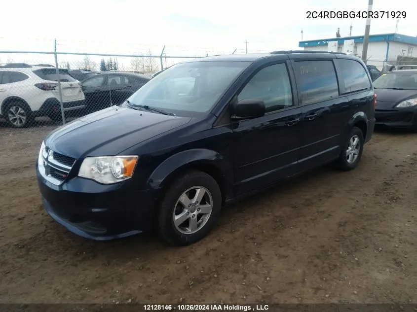 2012 Dodge Grand Caravan Se/Sxt VIN: 2C4RDGBG4CR371929 Lot: 12128146