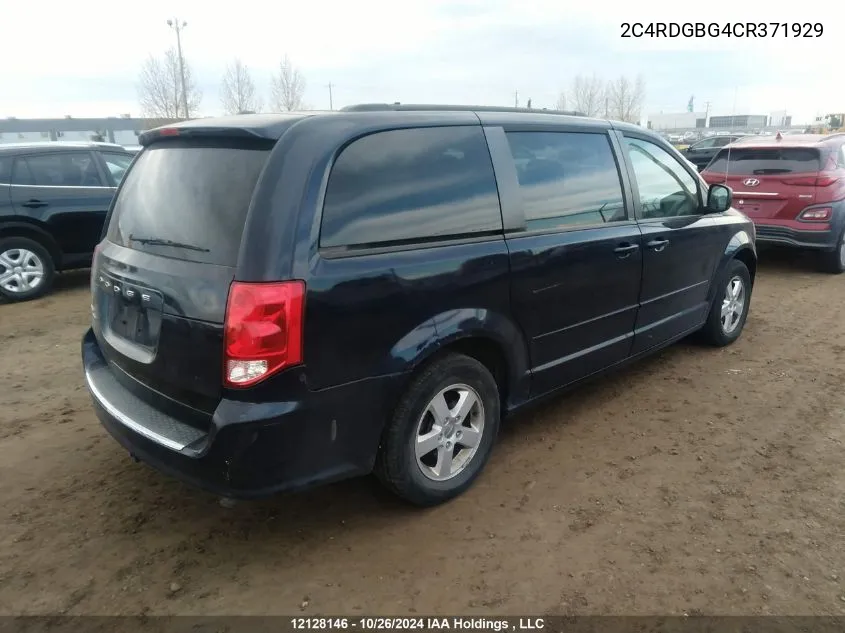 2012 Dodge Grand Caravan Se/Sxt VIN: 2C4RDGBG4CR371929 Lot: 12128146