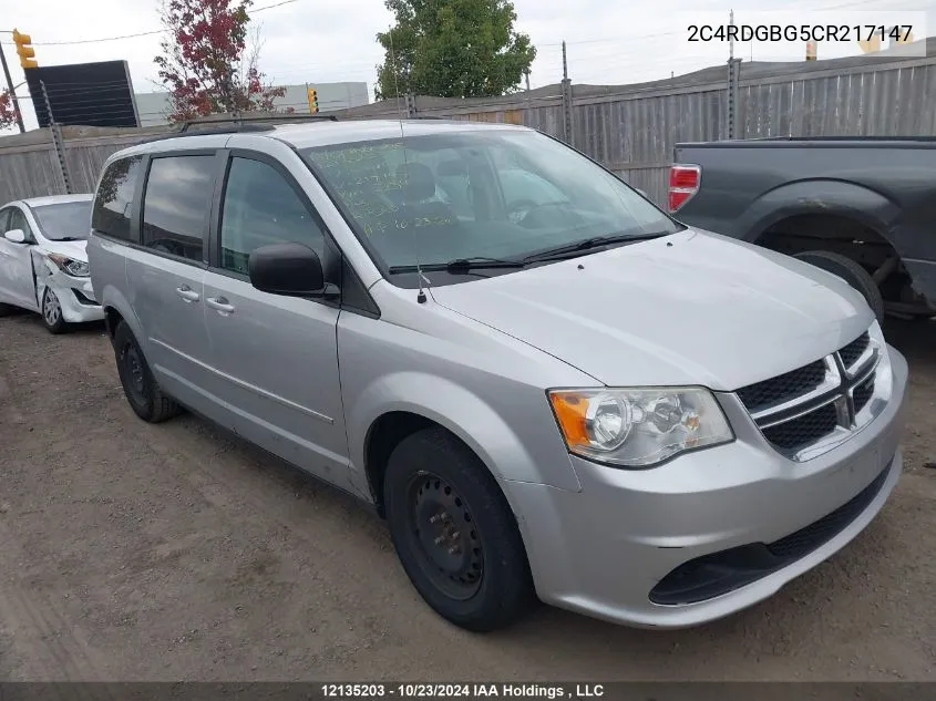 2012 Dodge Grand Caravan Se/Sxt VIN: 2C4RDGBG5CR217147 Lot: 12135203