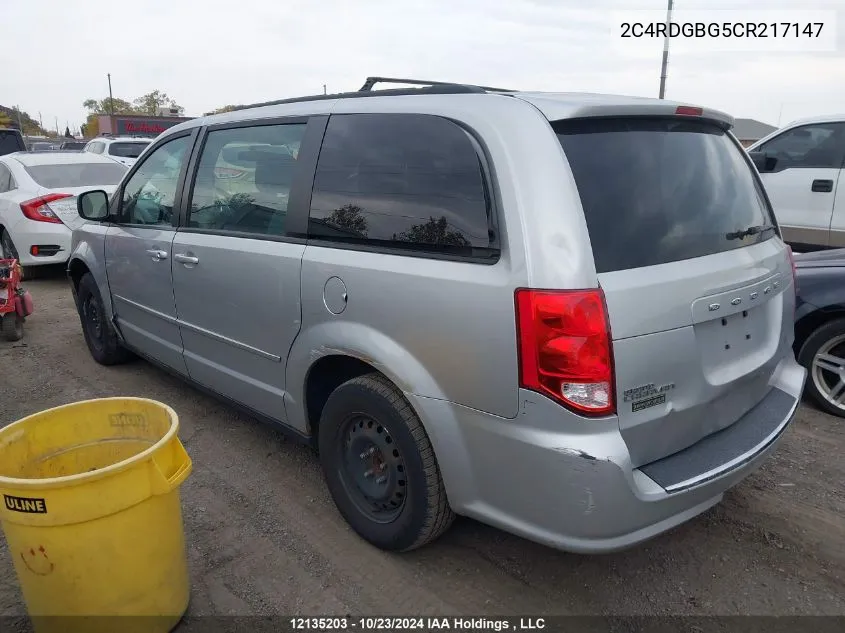 2012 Dodge Grand Caravan Se/Sxt VIN: 2C4RDGBG5CR217147 Lot: 12135203