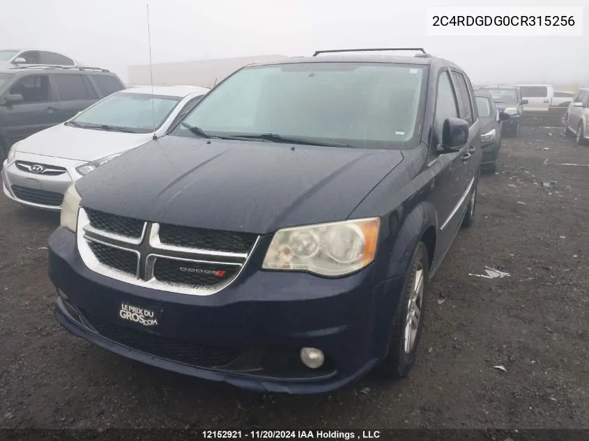 2012 Dodge Grand Caravan Crew VIN: 2C4RDGDG0CR315256 Lot: 12152921