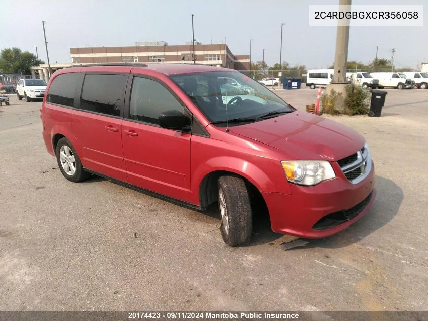 2C4RDGBGXCR356058 2012 Dodge Grand Caravan Se