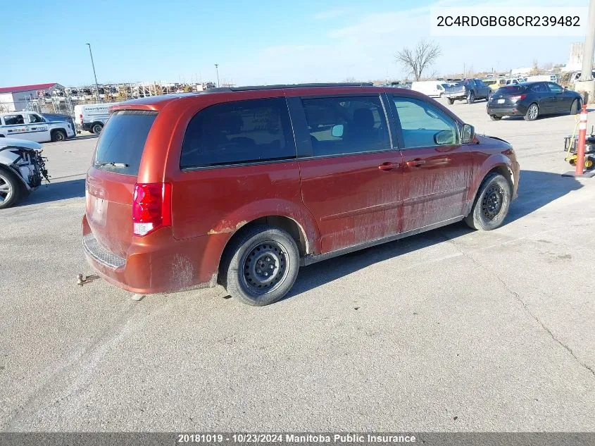 2012 Dodge Grand Caravan Se VIN: 2C4RDGBG8CR239482 Lot: 20181019