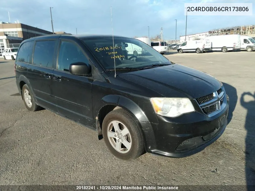 2C4RDGBG6CR173806 2012 Dodge Grand Caravan Se