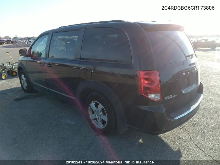 2012 Dodge Grand Caravan Se VIN: 2C4RDGBG6CR173806 Lot: 20182241