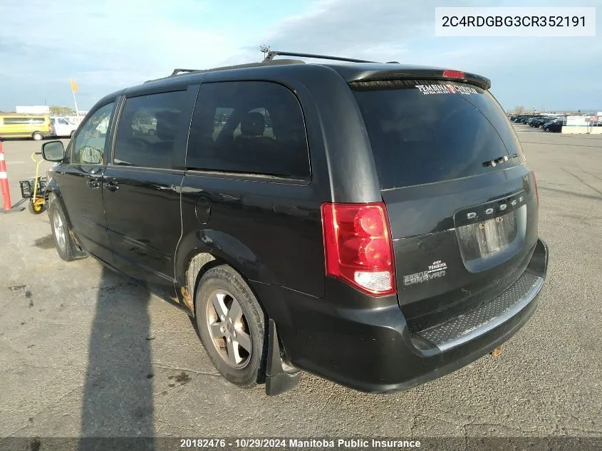 2012 Dodge Grand Caravan Crew VIN: 2C4RDGBG3CR352191 Lot: 20182476