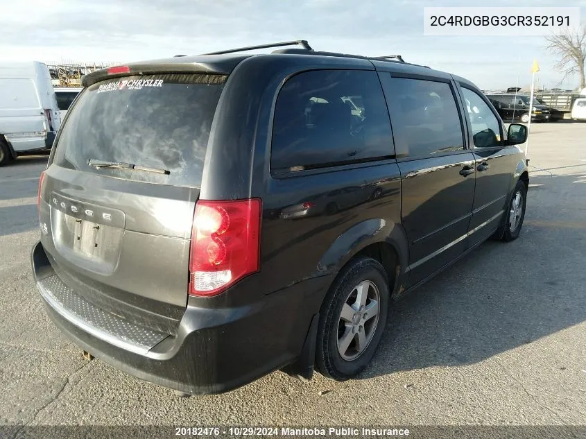 2012 Dodge Grand Caravan Crew VIN: 2C4RDGBG3CR352191 Lot: 20182476