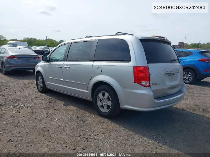 2012 Dodge Grand Caravan Sxt VIN: 2C4RDGCGXCR242480 Lot: 39344988